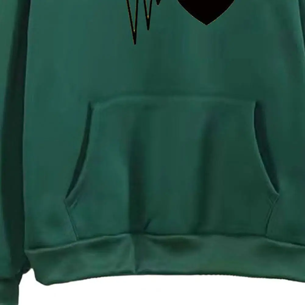 2025年秋冬 ユニセックス パーカー ハートプリント フード付き ルーズ ドローストリング プルオーバー 厚手 プラッシュ 暖かい ビッグパッチポケット カジュアル パーカー