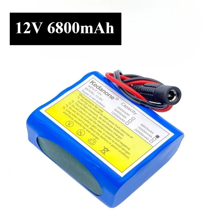 

Литий-ионные аккумуляторы 12 В, 6800 мАч с защитной платой литиевых аккумуляторов BMS для мониторинга + зарядное устройство 12,6 В