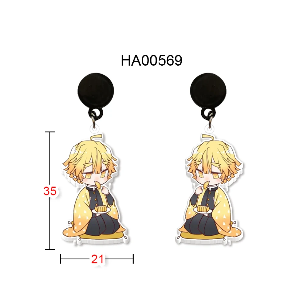 עגילי חוג דמון סלייר Kimetsu No Yaiba עגילי טיפה תלויים עבור Kamado Tanjirou דמות מודפסת עגילים