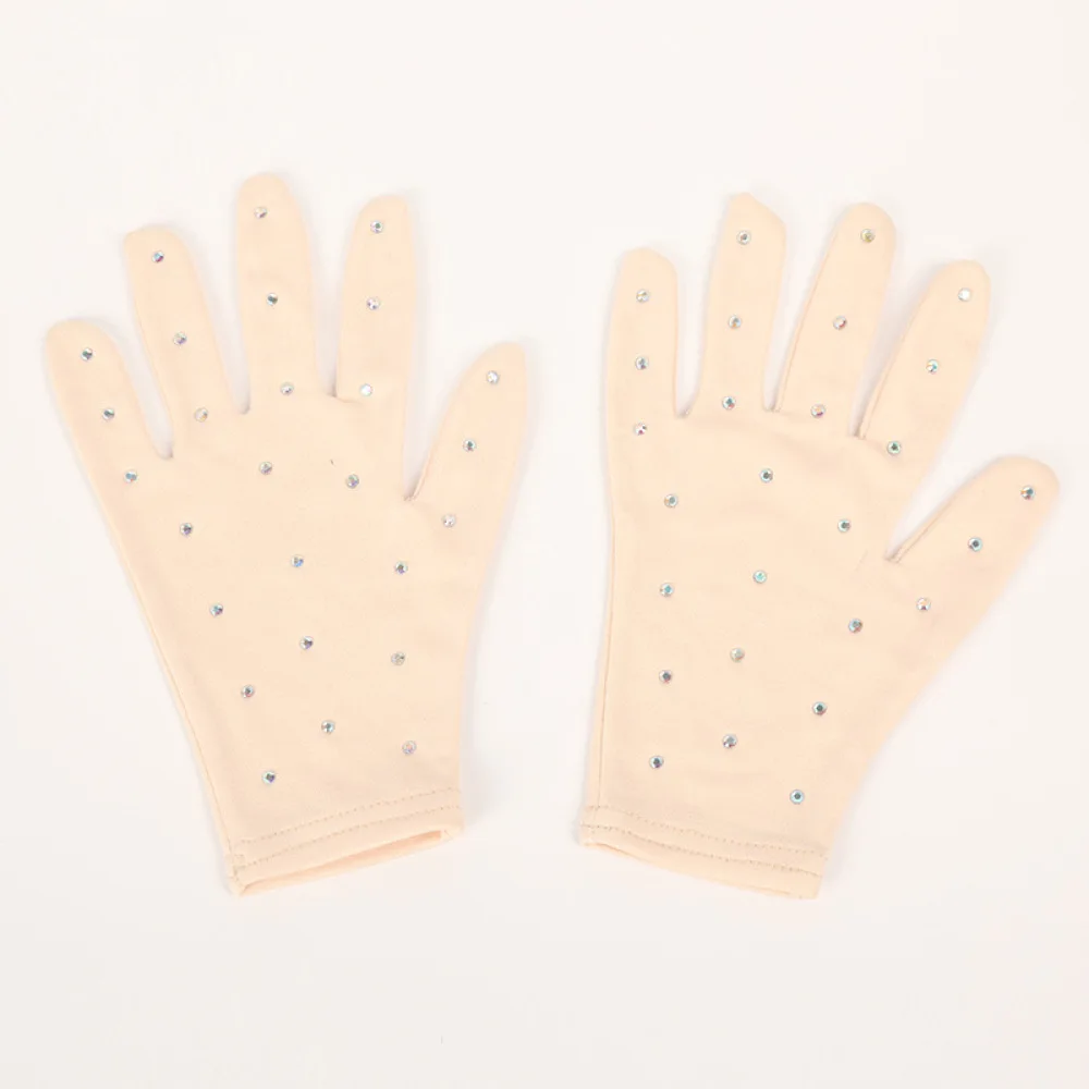 Sparkling Rhinestone Figure Skating Gloves For Girls Women Performance Dance Show Stage Costume Hand Protection Professional Gea