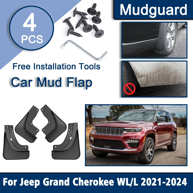 Auto Fenders For Jeep Grand Cherokee WL 2022 2024 L 2023 2021 Anti-scratch Mudflads 4PCS Mudguard Protect Tuning Car Accessories