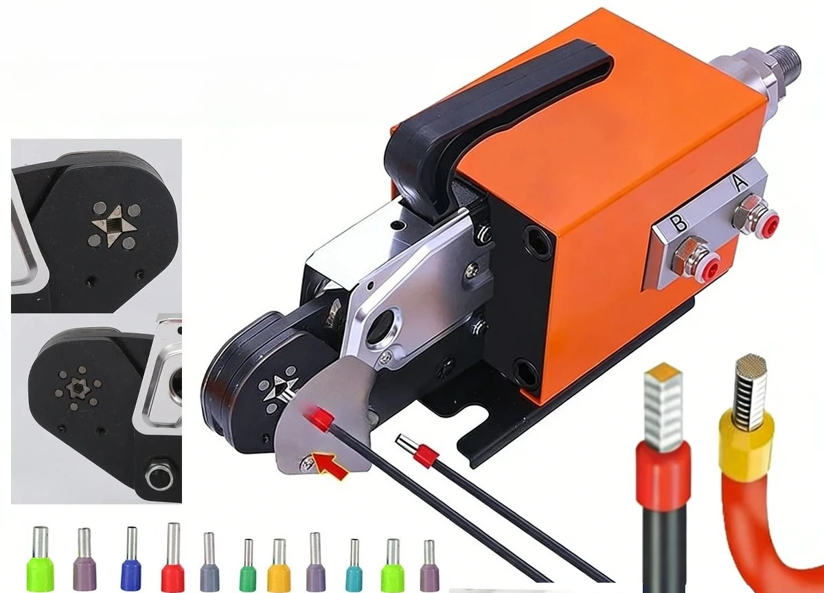 Terminal Crimping Machine，Pneumatic Crimping Tool 0.08-10mm² Air Powered Wire Terminal Crimper Plier Awg28-7 Machine AM 6-4/6-6