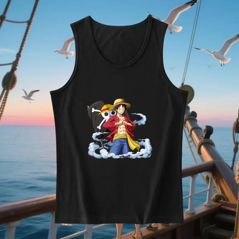 

Anime Luffy Women's Summer Elastic Round Neck Sleeveless Printed Tank Top Multi Functional Comfortable and Casual