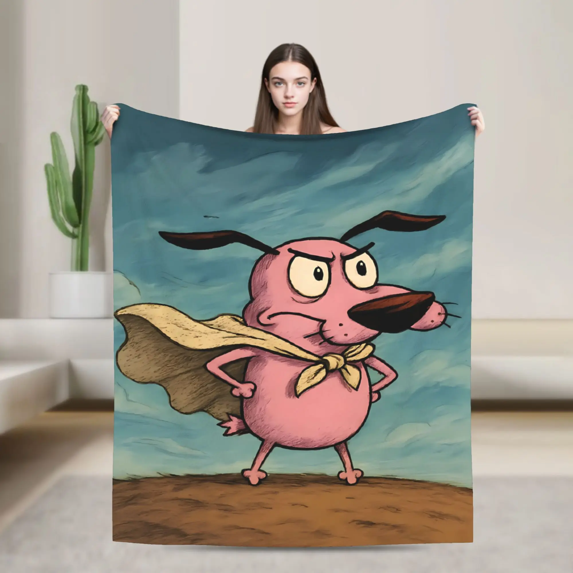 Cartoon Courage Cowardly Dog Blanket Quality Soft Warm  Throw Blanket Spring Kids Home Decor Comfortable Bedspread