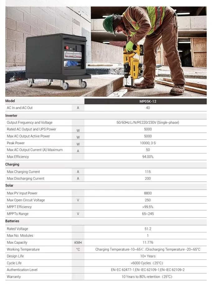 Outdoor Portable Solar Generator 10kWh 12kWh 15kWh 20kWh Reliable Backup Power for Construction & Homes