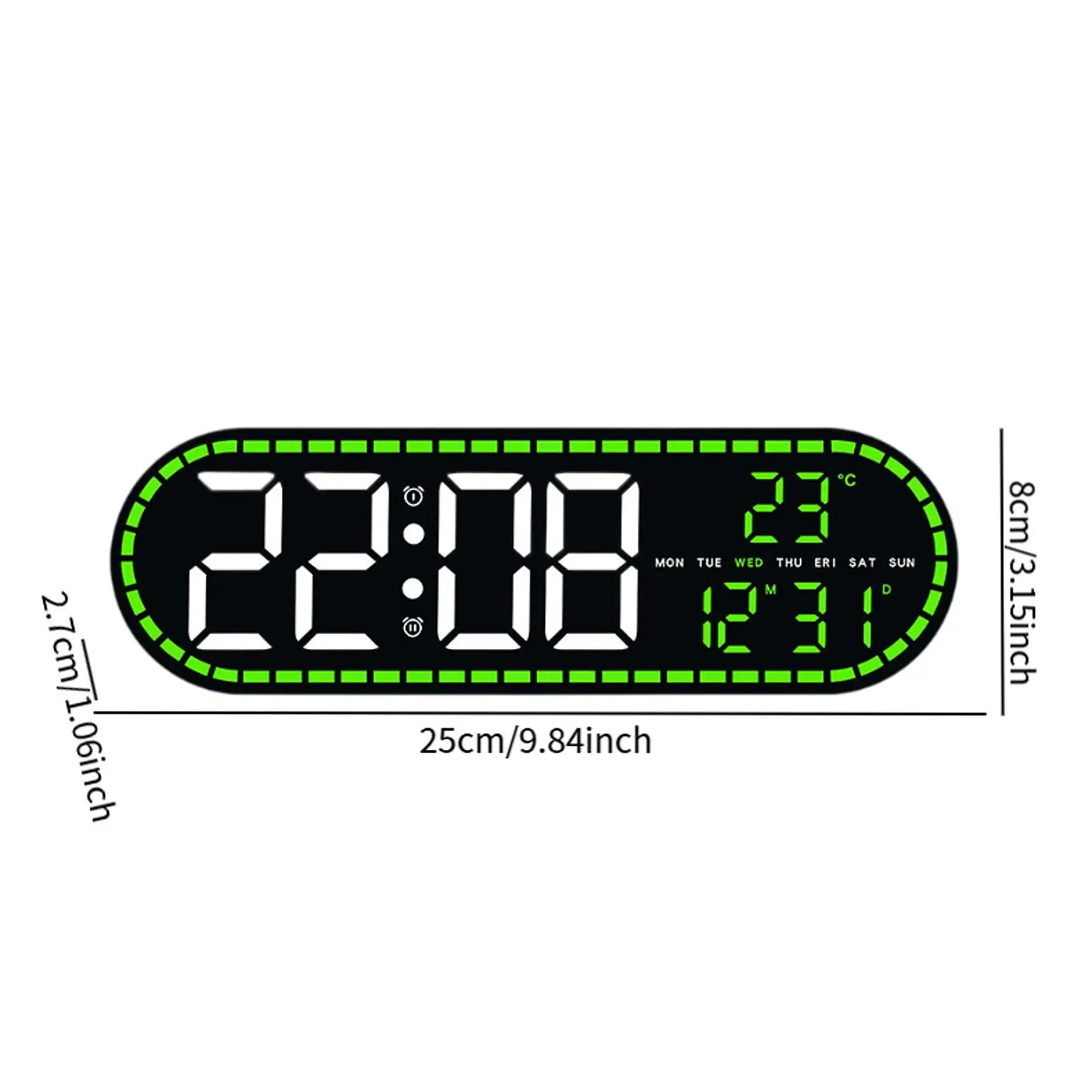 Rectangular Digital Alarm Clock with Large Numbers Battery Operated Desk Clock for Bedroom Living Room