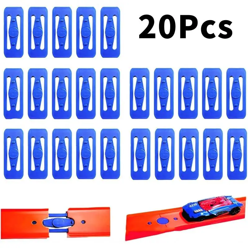 NEW 20Pcs Blue Racetrack Connector Clips Compatible with Electric Slot Car Race Track Sets Kids Racing Toy Replacement Pieces