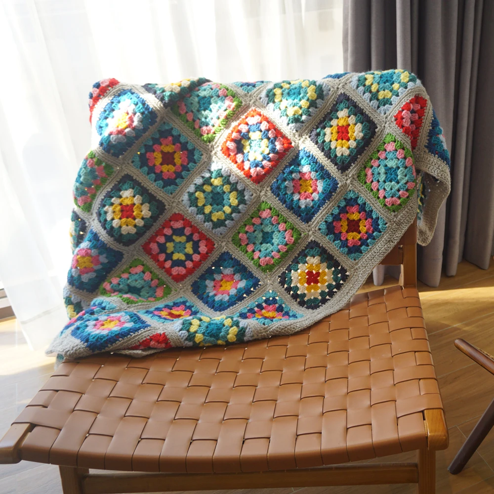 Handmade Crochet Granny Square Blanket Home&living Wedding Gift Home Decoration 51x51 in