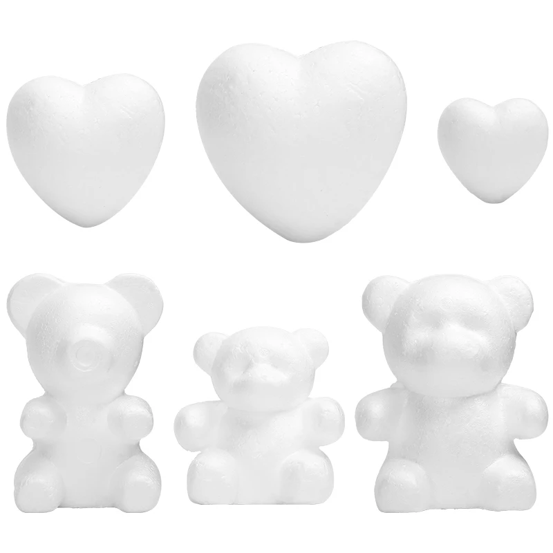 

1Pcs White Foam Bear Mold Polystyrene Styrofoam Artificial Flower Head Rose Bear Valentine's Day Gifts Party Wedding Decoration