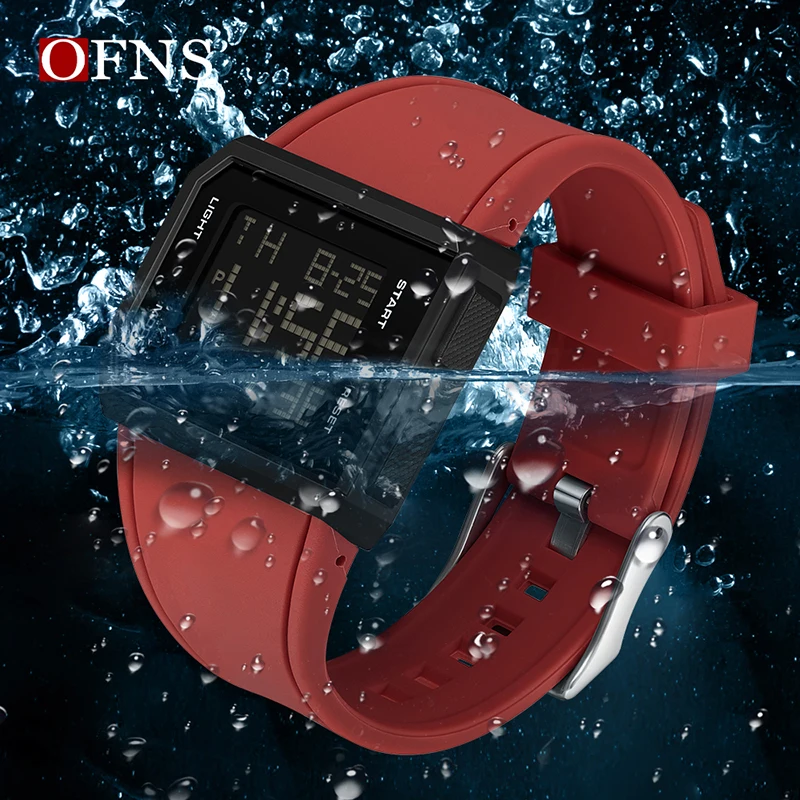 OFNS Top Brand Men\'s Digital Watch Chronograph Sport Electronic Bracelet 50M Waterproof Men Wristwatch Alarm Clock Mens Watches