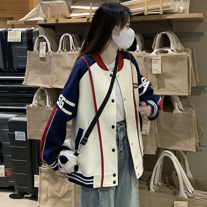 

Baseball Jackets Woman Letter K Womens Summer Noctilucent Stain-Proof Hollow Wide Sheepskin Lightweight Batwing Pockets Oversize