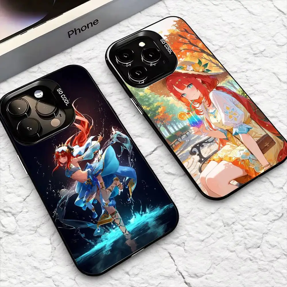 

N-Nilou G-Genshins For iPhone 16,15,14,13,12,11,8,7,Pro,Max,Plus,Mini,XS,SE Anti Fall Black Matte Hard