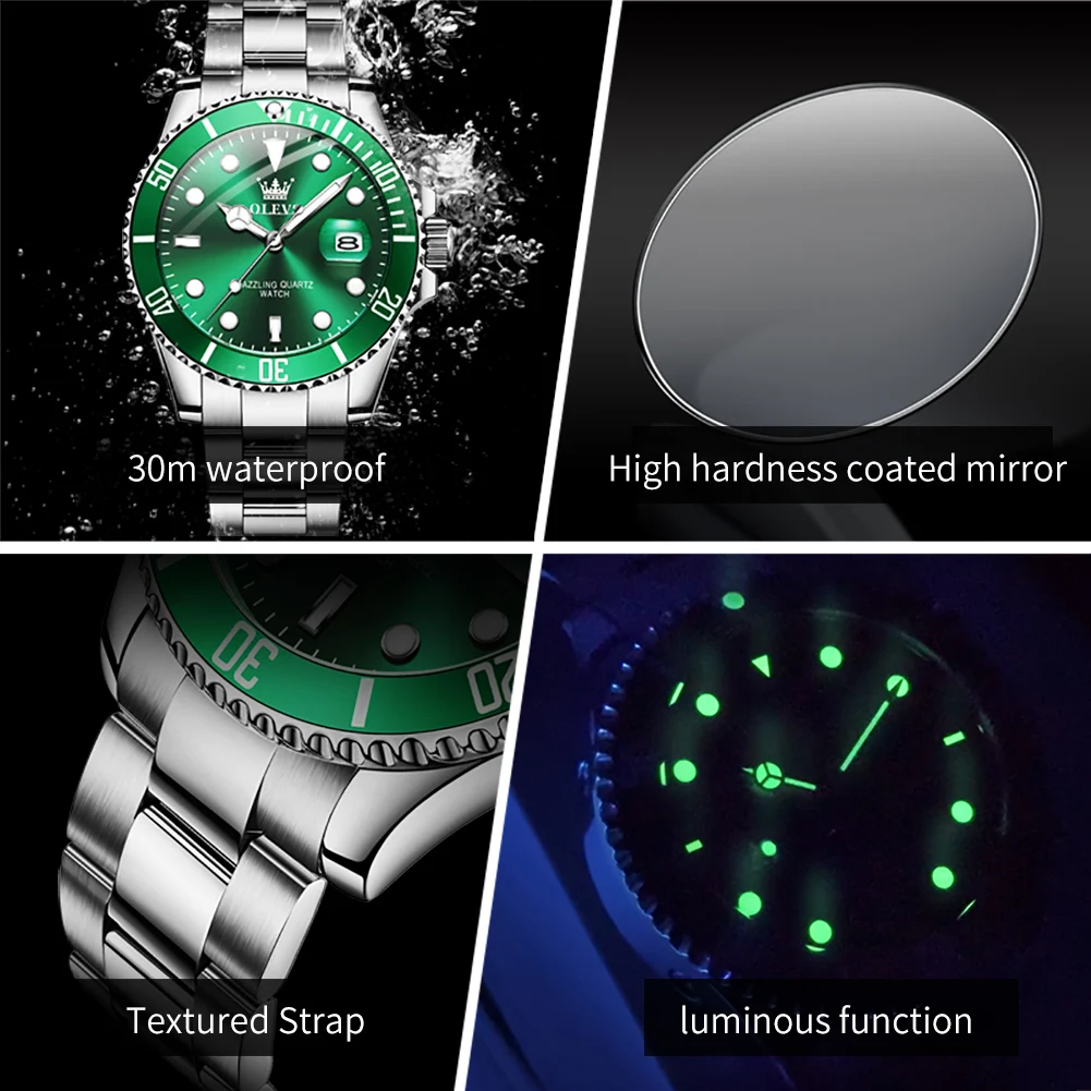 OLEVS 5885 Brand original authentic watches for man luxury Gift Box Steel band calendar quartz men's watch image 7