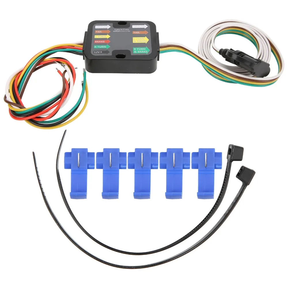 Stable Black，Blue Trailer Connector Plastic 3 to 2 Wire Trailer Light Converter for Truck, Car Trailer Wiring Fix