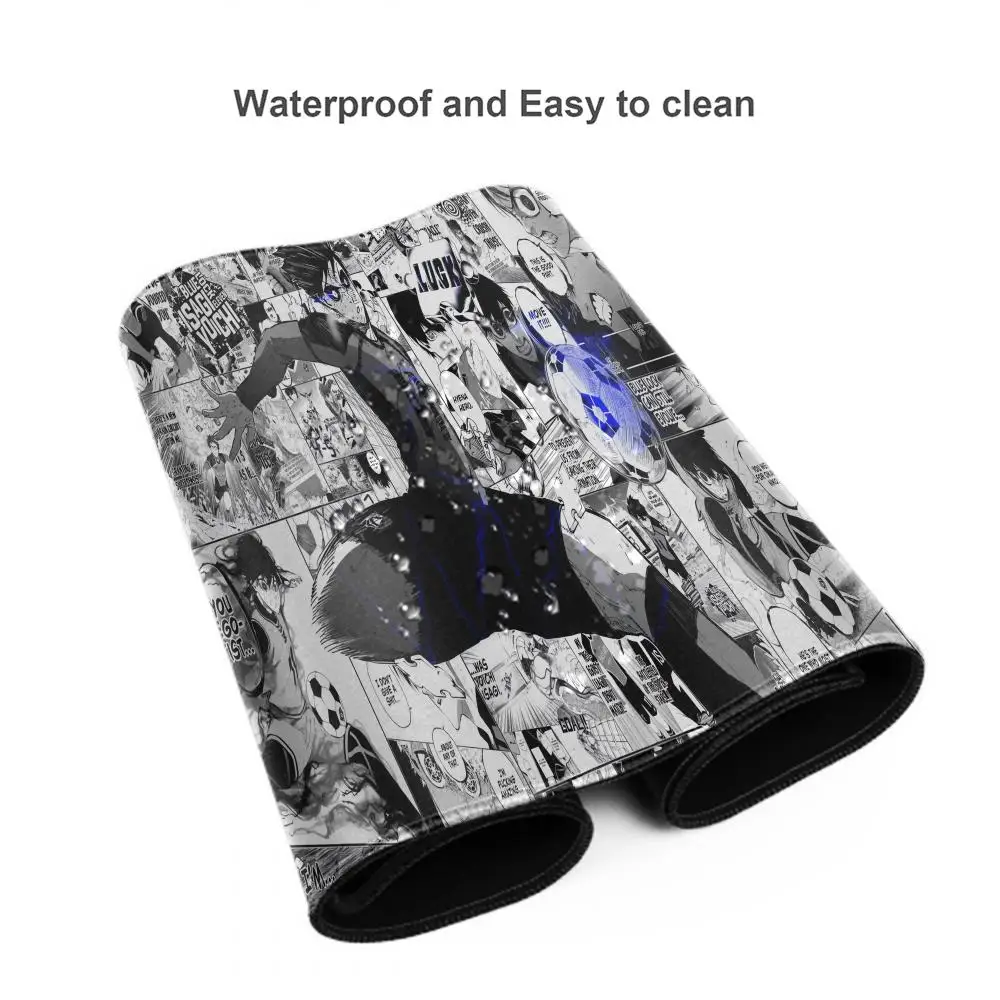 Black And White Manga Mouse Pad PC Anime Gamer Cabinet Mousepad Keyboard Rug Laptop Blue Lock Desk Mat Soft Carpet
