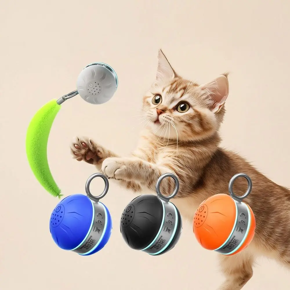 

USB Rechargeable Interactive Cat Toy Ball Bite Resistant Anti-Depression Auto Electric Rolling Ball Toys with Tail Rotating