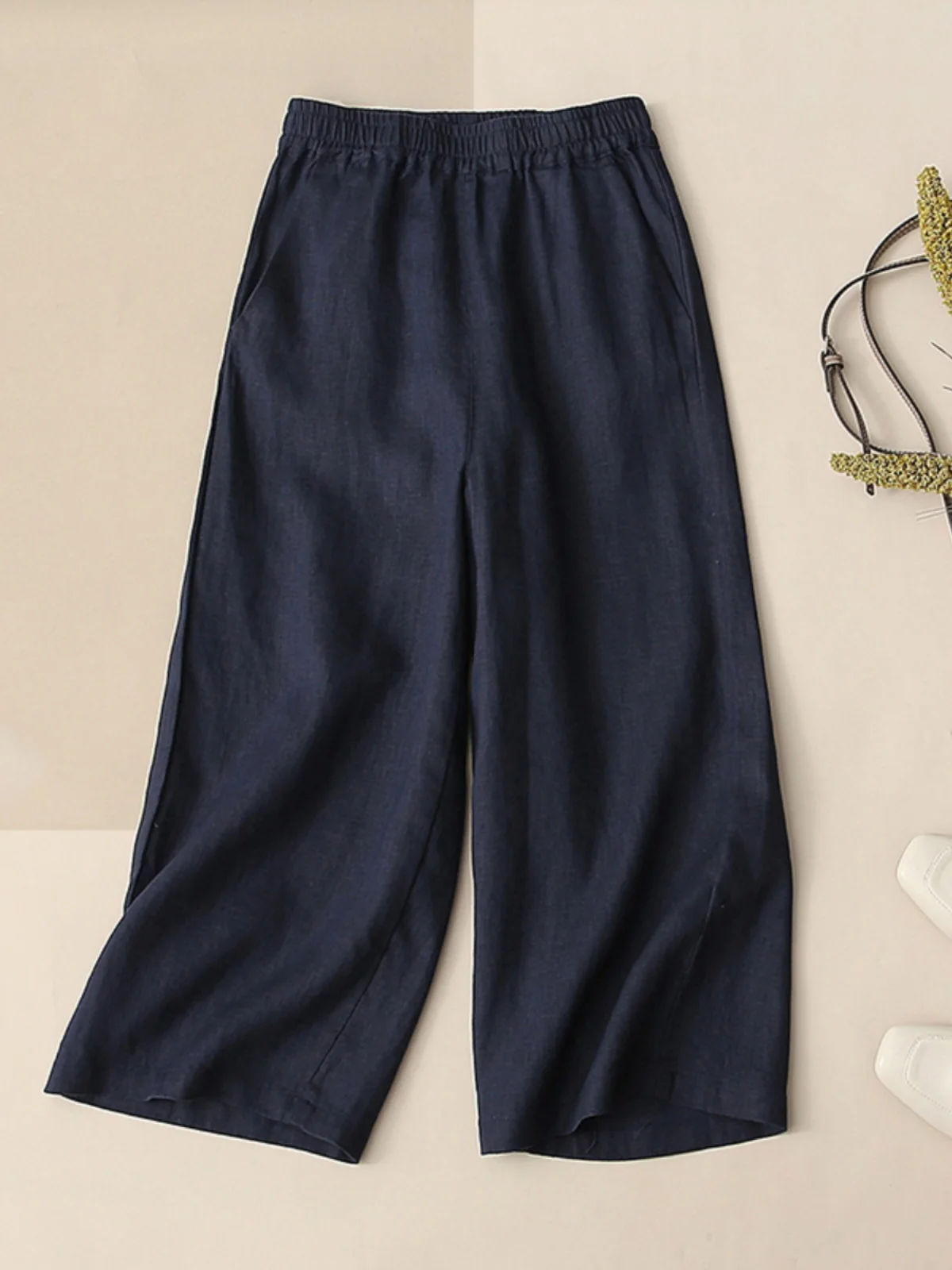 

Хлопковые льняные брюки с широкими штанинами для женщин, летние, тонкие, повседневные, свободного кроя, модные, новые, 2024, большие размеры, удобные, свободные брюки
