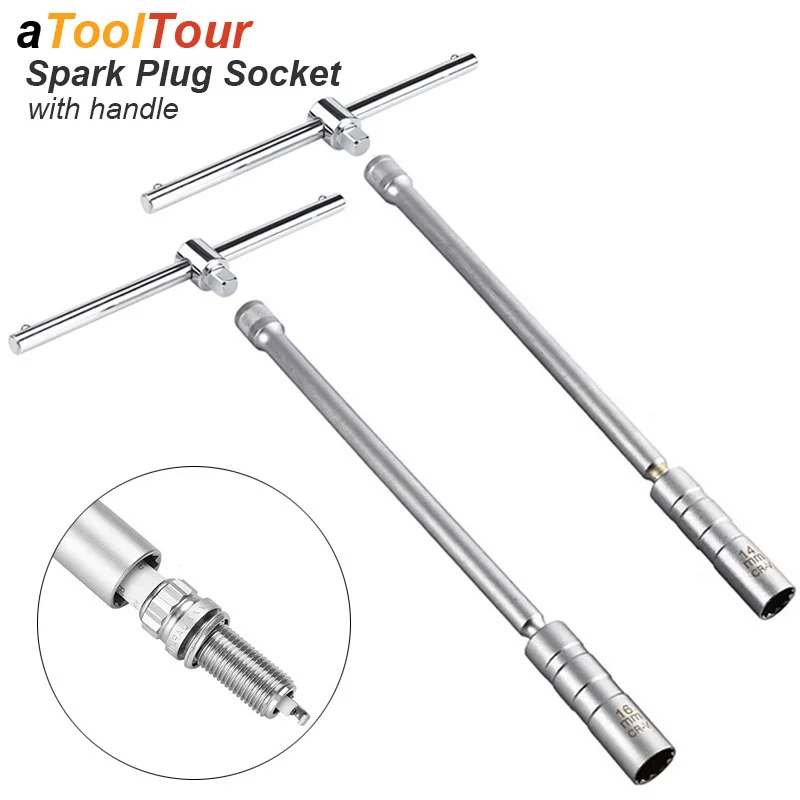 Spark Plug Socket Key Magnetic Tool Wrench Swivel Long Extension Install Replace Repair Kit Torque Remove Gap 14mm 16mm Auto Car