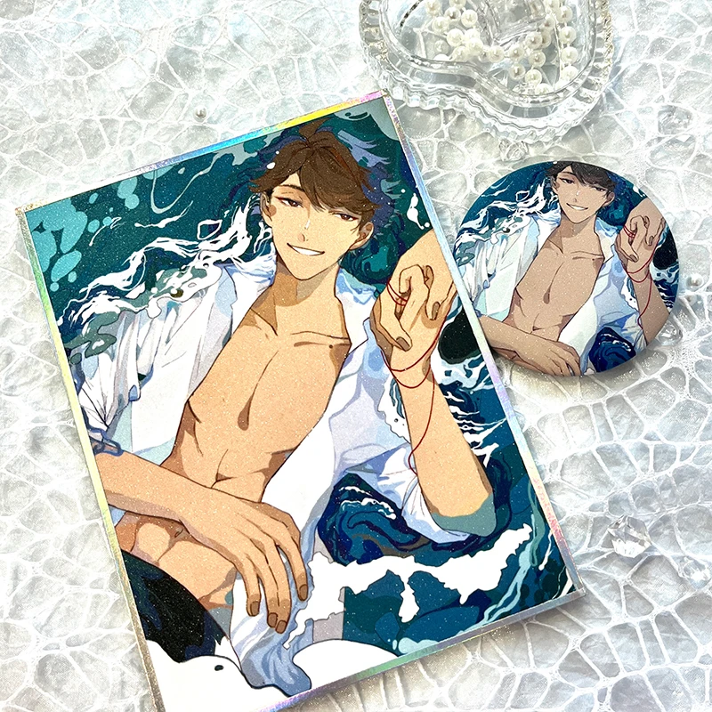 

Anime Haikyuu!! Oikawa Tooru Cosplay Pearl Film Postcard Badge Keychain Laser Edge Coloured Paper Keyring Xmas Birthday Gift