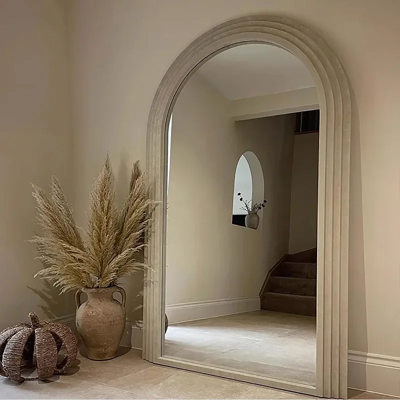 American retro wabi-sabi wind large mirror stepped arched full-length mirror