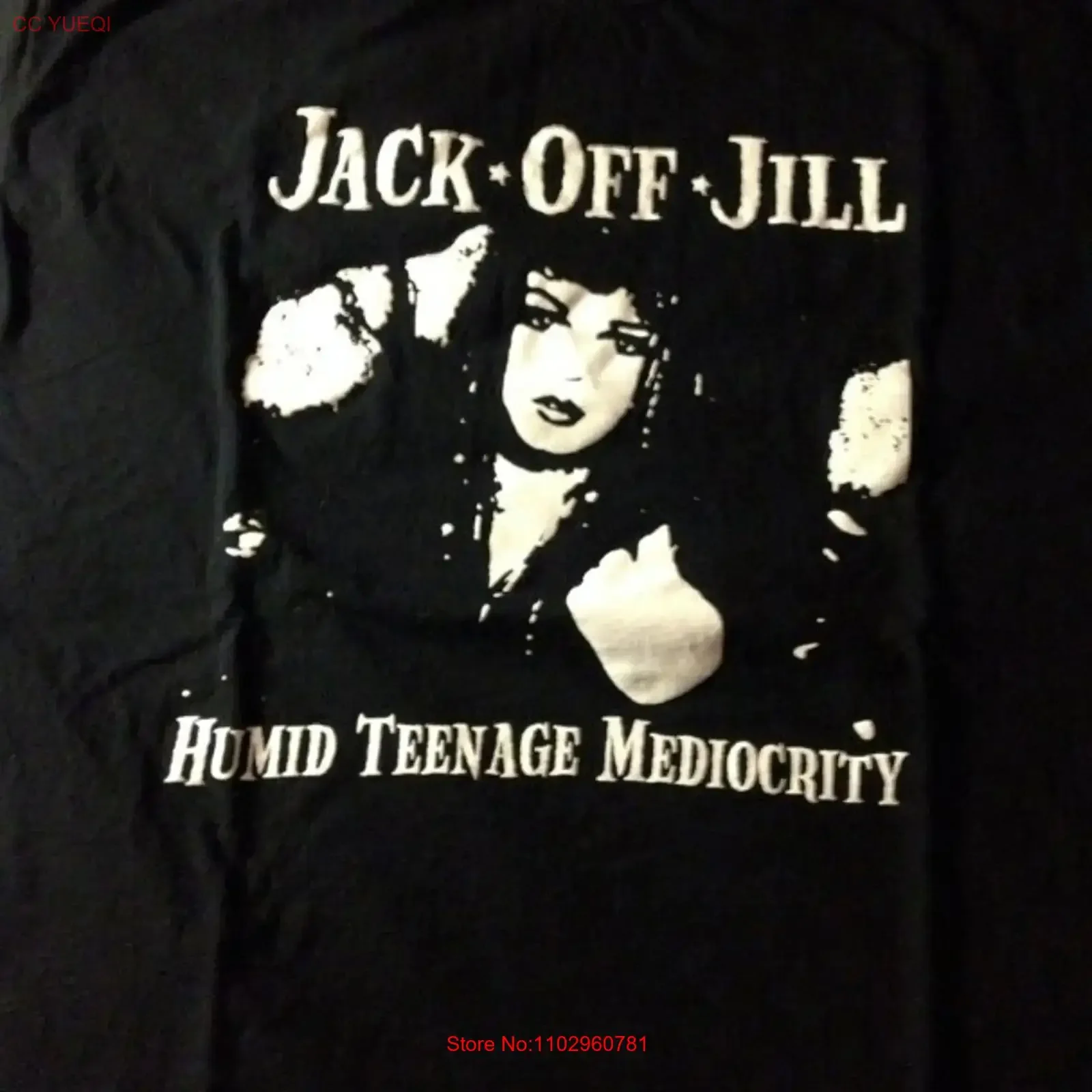 T-shirt vintage Jack Off Jill Humid T Shirtnage Mediocrity en coton noir toutes tailles AA1423, style streetwear délavé et extensible