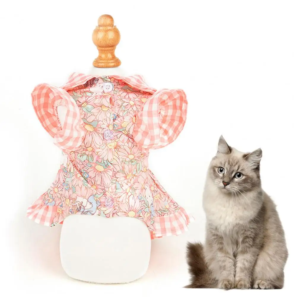 

Pet Dress Fadeless Washable Non-sticky Hair Non-shrink Sweat-absorbent Doll Collar Lolita Style Cat Dress Pet Outdoor Costume