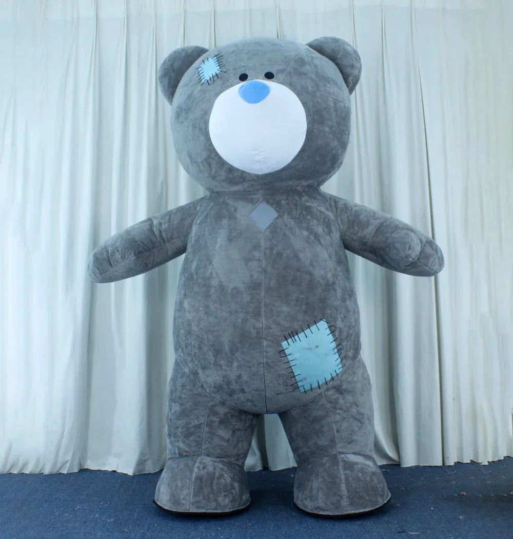 

Giant Plush Inflatable Blue Patch Grey Bear Mascot Costume Cartoon Doll Blow Up Outftis Advertising Halloween Carnival Dress