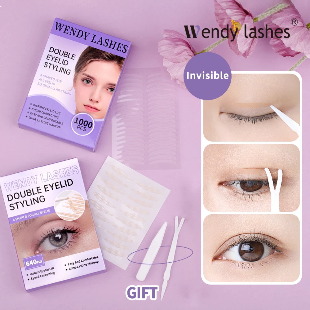 Wendy Lashes Double Eyelid Tape Sticker Self 600Pcs /1000Pcs Adhesive Eyelid Tape Stickers Makeup Clear Beige Invisible Tool