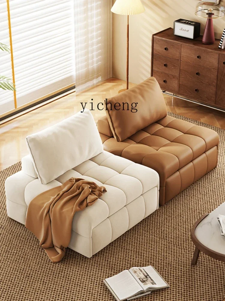 ZC Sofa Bed Single Seat Dual-Use Living Room Study Faux Leather Cat Scratch Leather Foldable Good-looking Module Puff Sofa