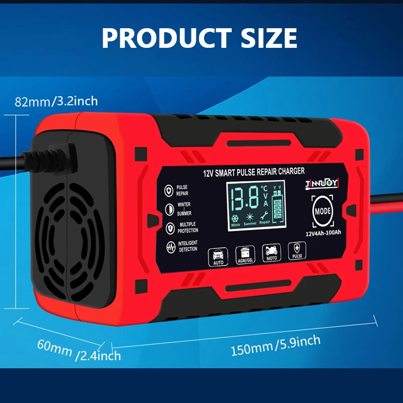 12 v6a Auto Batterie ladegerät Smart LCD Blei-Säure-Ladegerät voll Puls Reparatur Agm Gel Batterie Auto Motorrad Motorboot