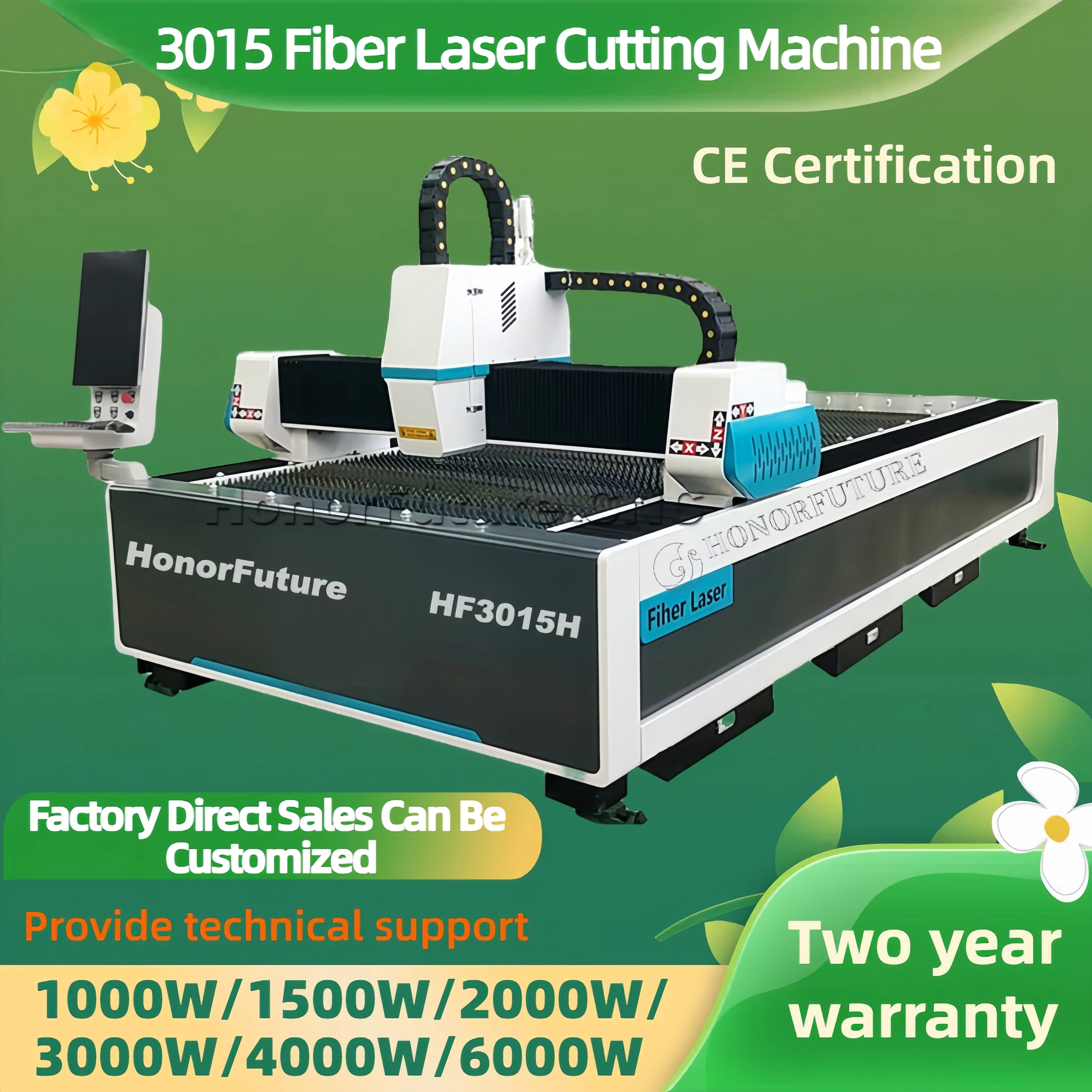 High Quality 1.2kw 1.5kw 2kw 3kw 6kw Fiber Laser Cutting Machine for Sheet Metal Aluminium Stainless Steel Wholesale Price Sale