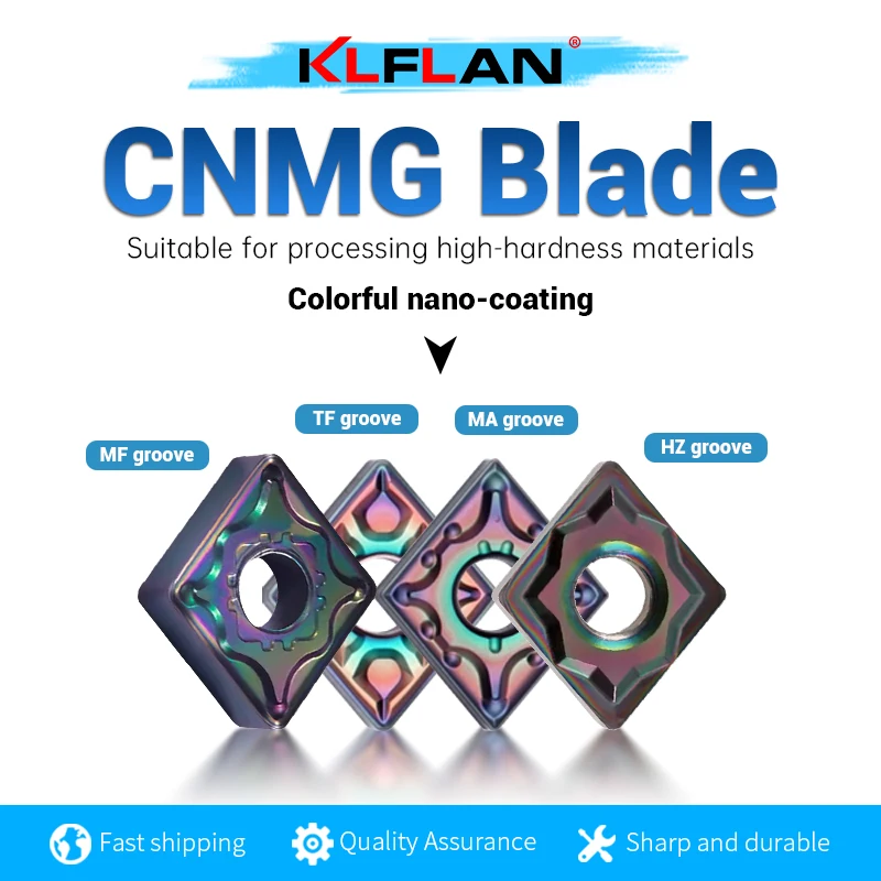 

Rainbow Nano Blue High-Hardness CNC External Cutting Tool Inserts CNMG120404 CNMG120408 For Machining Quenched Steel