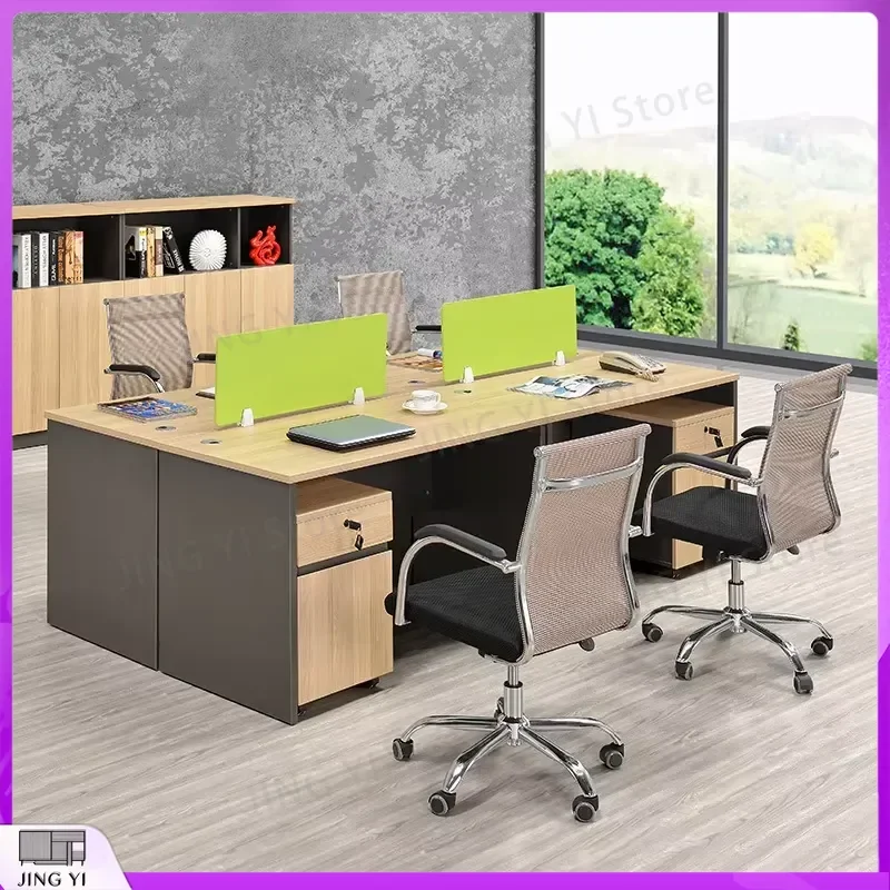 Customized Modern Office Desk Workstation Panel Rack Cabinet Computer Desk for Staff Studio 2 4 6 Person Shared Desk Setup