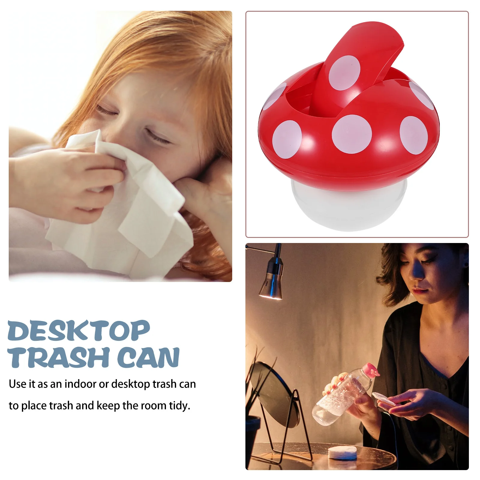 

Mushroom Mini Desk Trash Can Cute Desktop Garbage Bin Small Trash Bin for Office Bedroom Tabletop Mini Garbage Can with Lid