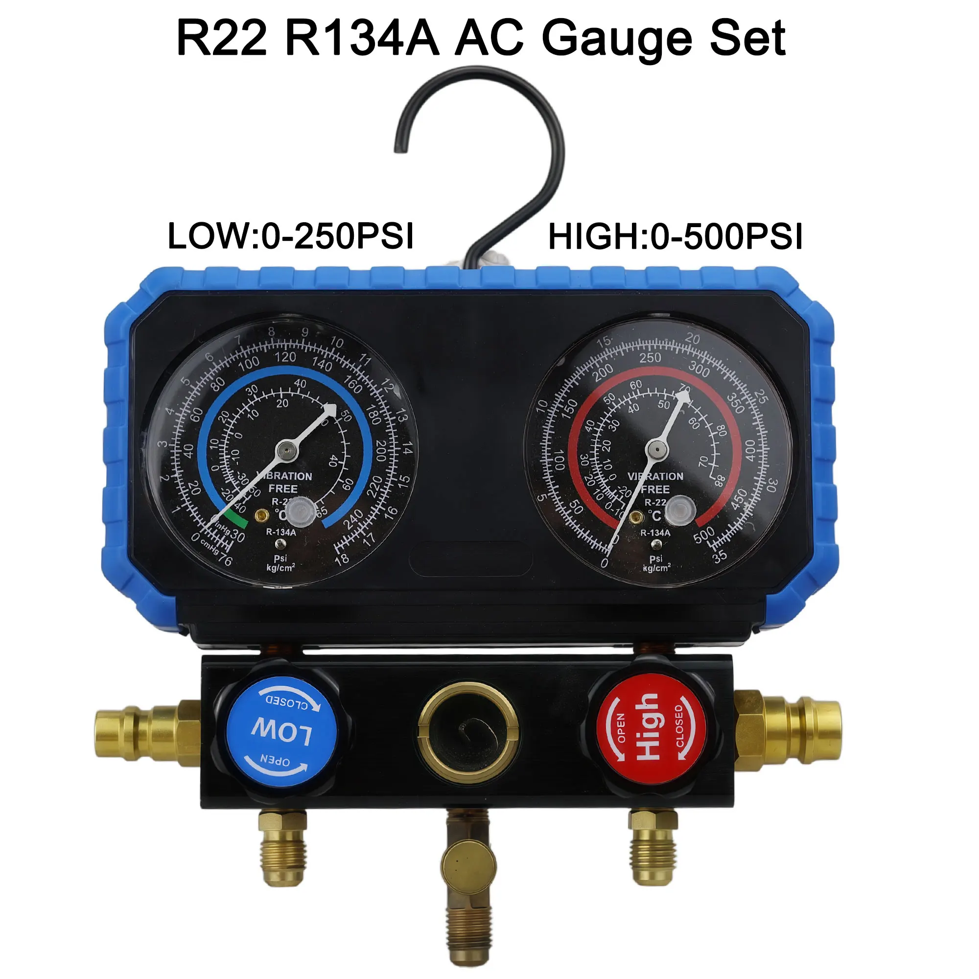 Refrigerant Charge & Diagnostic Kit, 3-Way Manifold Meter, R22, R134a,Air Conditioner Refrigerants