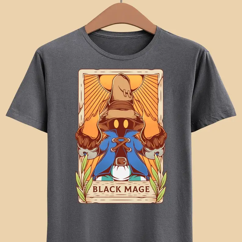 Black Mage Tarot Card Unisex T-shirt - Final Fantasy IX Gaming Tee - Vivi Ornitier FFIX Video Game Shirt - Rpg Jrpg Gamer Tee