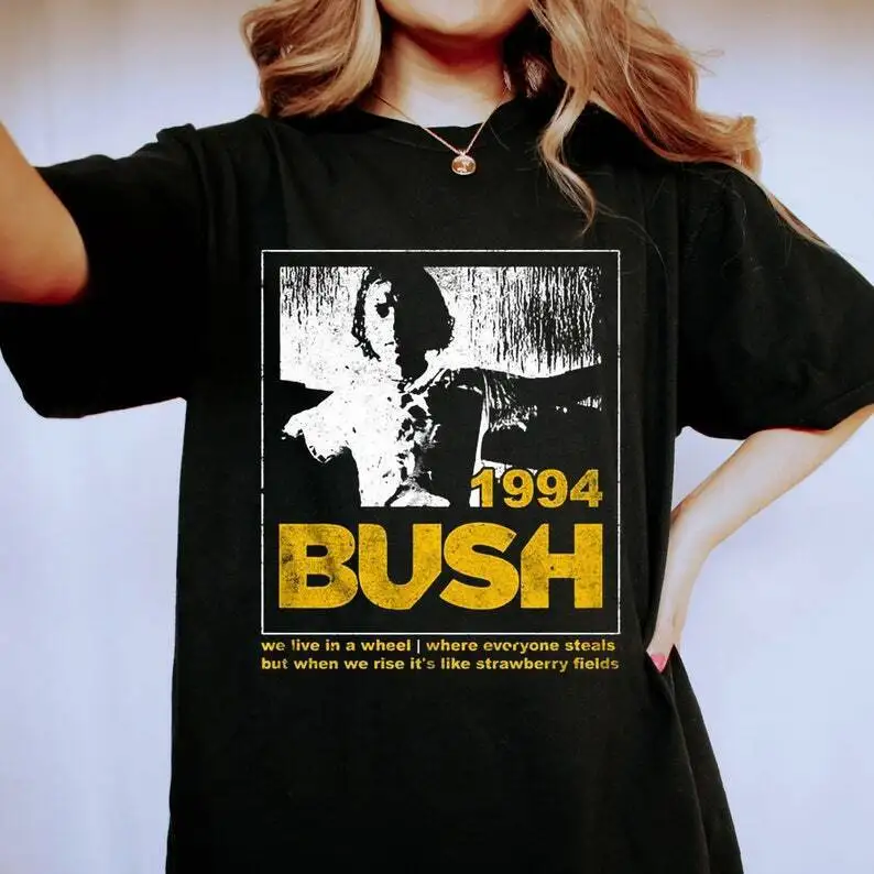 Bush Alt Rock Band T Shirt, Glycerine Lyrics 1994 TE4610