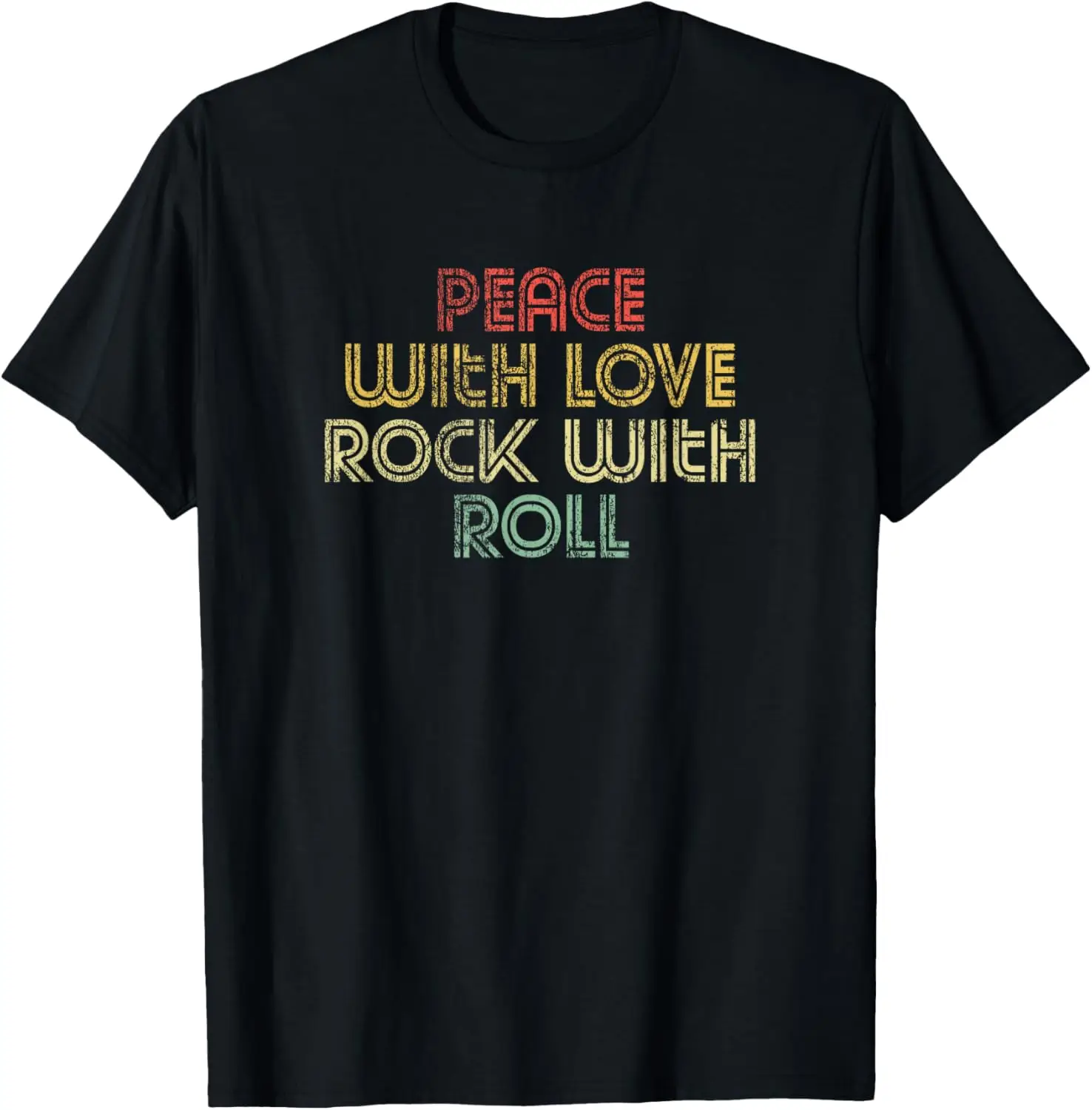 

Забавная футболка Peace With Love Rock With Roll в стиле ретро-рок-концерт