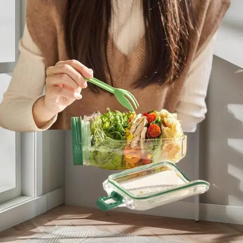 Compact 1/2/3Pcs Breakfast Cups with Bento Box, Fresh Fruit and Salad Storage