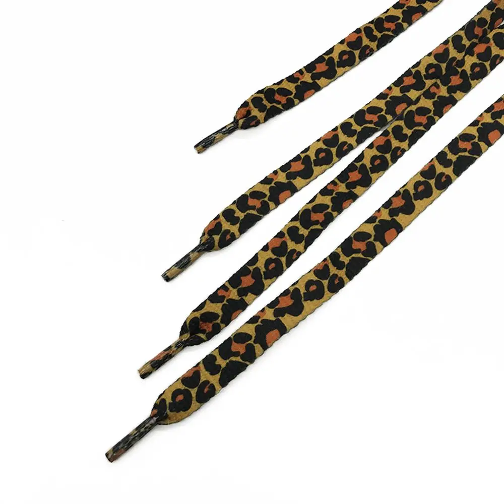 Leopard Print Shoelaces para decoração de sapatos Flat Laces, acessórios fashion clássicos