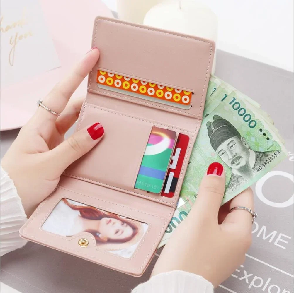 Women Wallets Female Short Design Fashion Three Fold Purse Simple Cute Student Clutch Card Holder Coin Purse