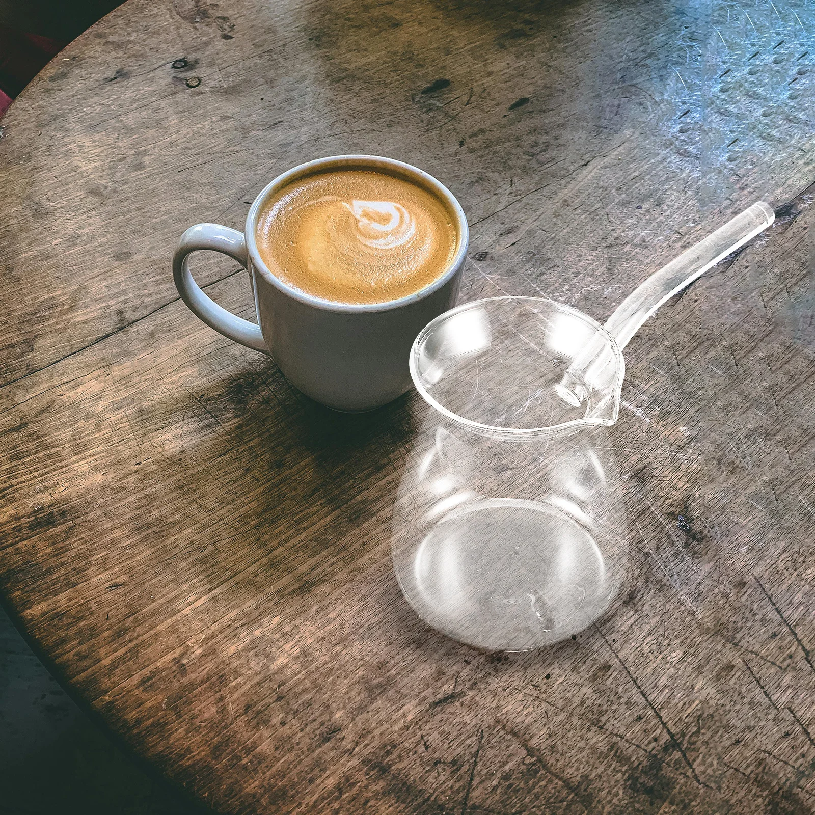 

2Pcs 450ml Transparent Thickened Turkish Coffee Pots Borosilicate Glass Tea Kettle Milk Heater Easy Pour No Drip