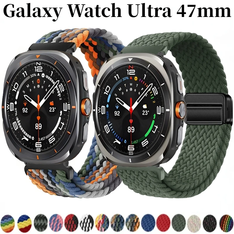 

Nylon Braided Loop Strap For Samsung Galaxy Watch Ultra 47mm Magnetic Bracelet Wristband for Galaxy Watch 8 Ultra 2025 47mm Band