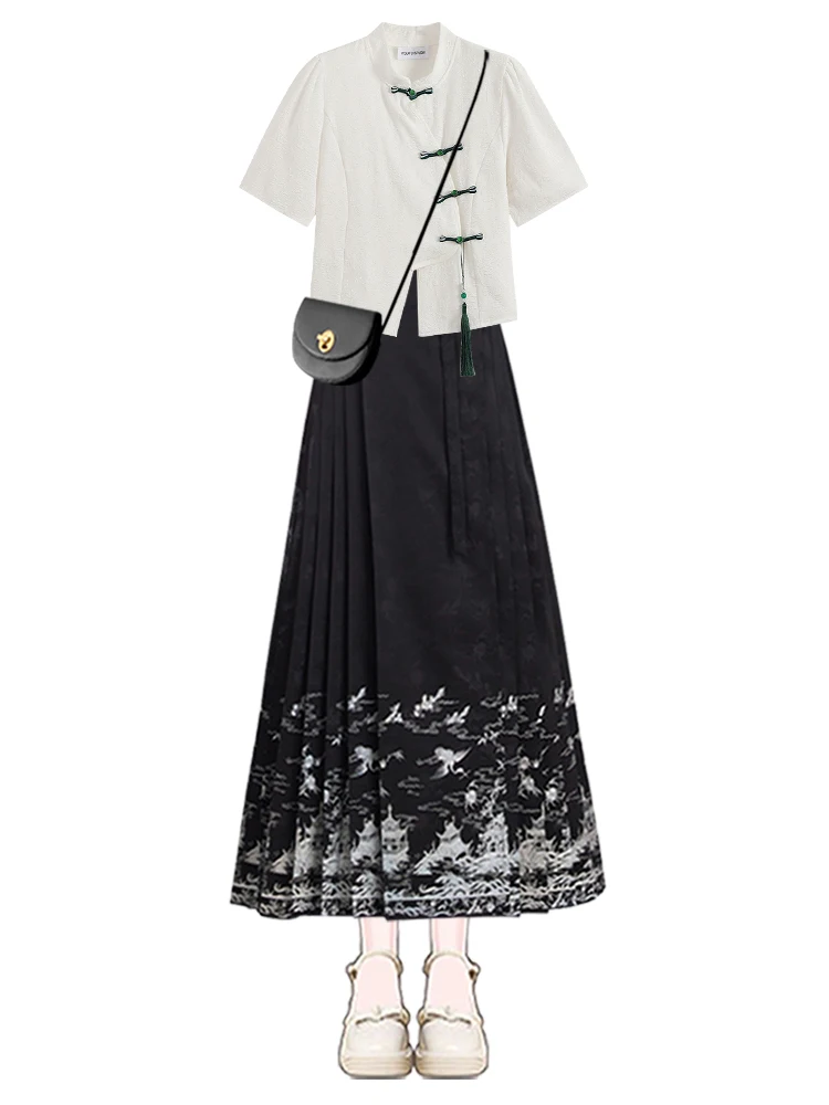 Nieuwe Chinese Sle Ele ort Hanfu irt Dames Zomer 2025, Design Sensation Nationale Trend Verbeterde Ma Face Rok