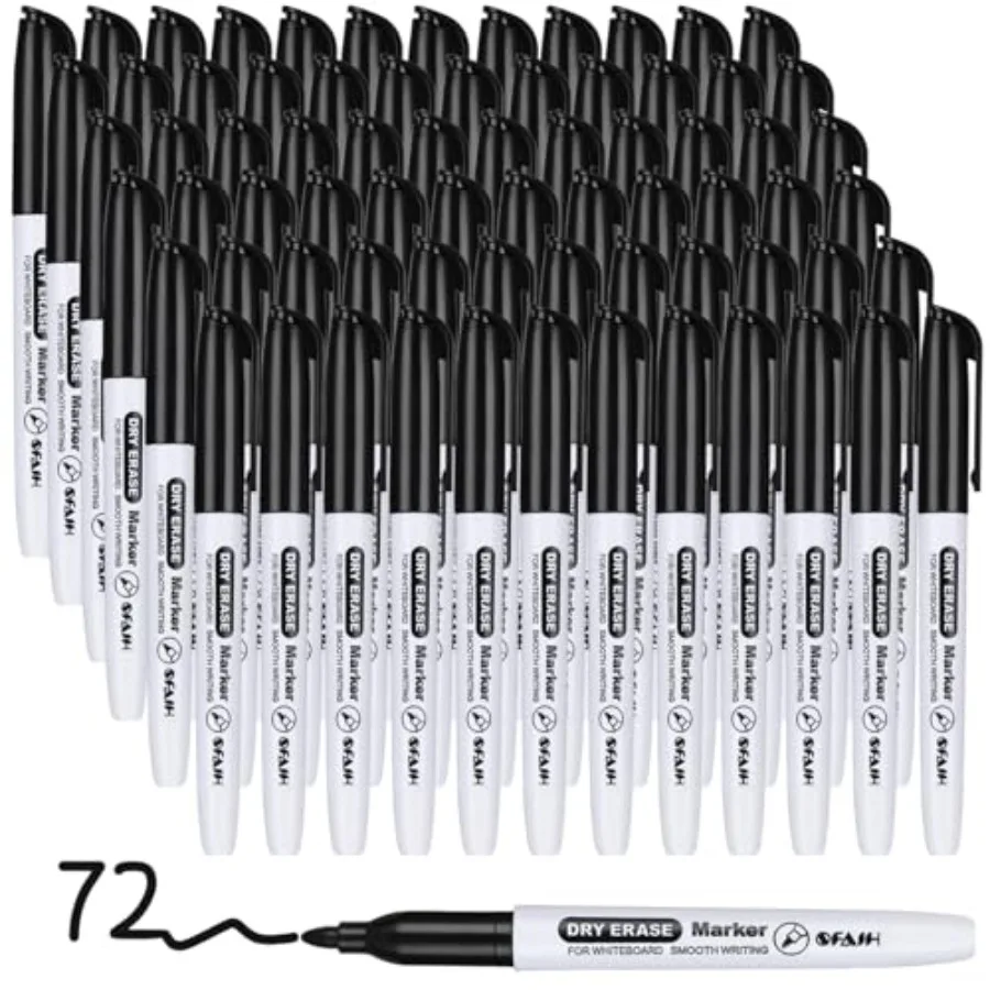 

Fine Tip Dry Erase Markers - Pack Black Whiteboard Erasable Markers Bulk for Adults, Ideal for Classroom School Office Home Use