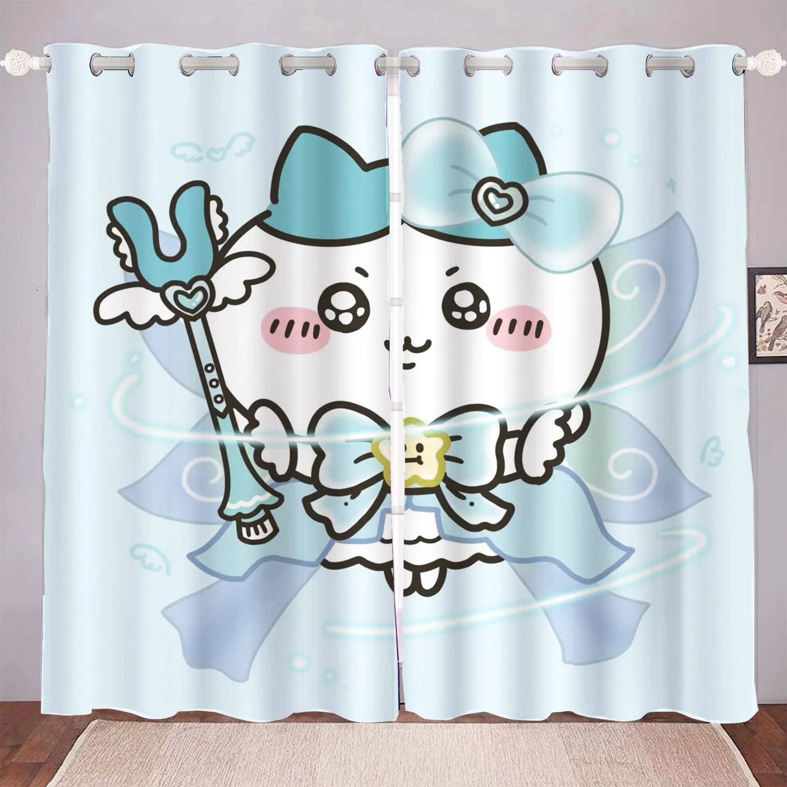 

MINISO Chikawa Living Room Blackout Cartoon Curtains, Animated Curtains, Customisable Home Nursery, Window Treatments