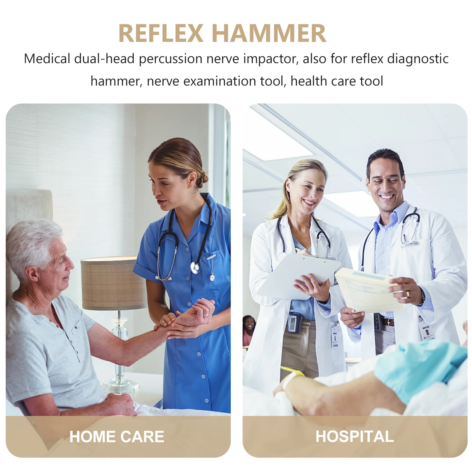 

Dual-Head Portable Zinc Alloy Neurological Diagnostic Hammer Reflex Hammer for Myotatic Reflex Testing Precise Percussion