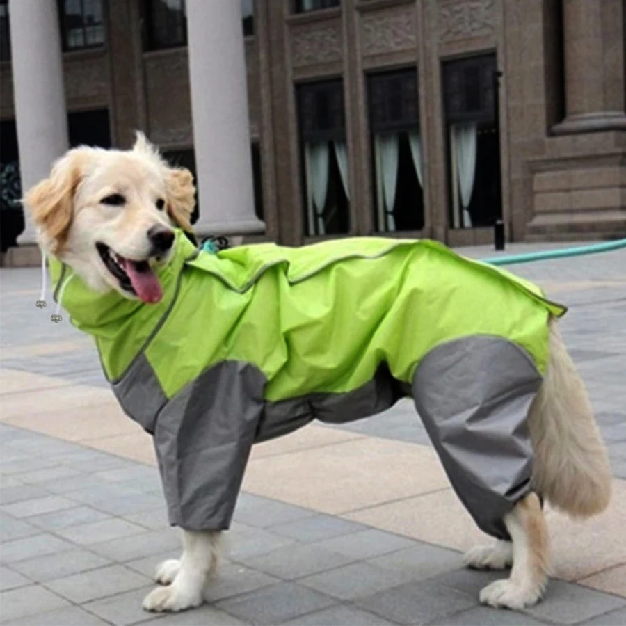 Hunde-Regenmantel mit vollständiger Abdeckung für Golden Retriever, Samojeden, Teddy, mittelgroße und große Hunde, Welpen-Regenmantel, vierteiliger Overall, wasserdicht