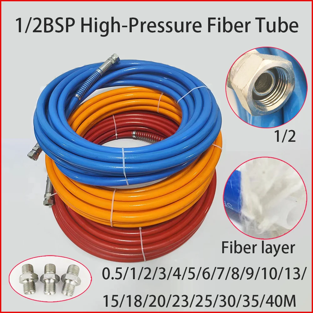 

1/2" BSP Airless Paint Spray Hose 5075PSI Upgraded Thickened Woven Fiber Layer High Pressure Flexible High Pressure Pipe