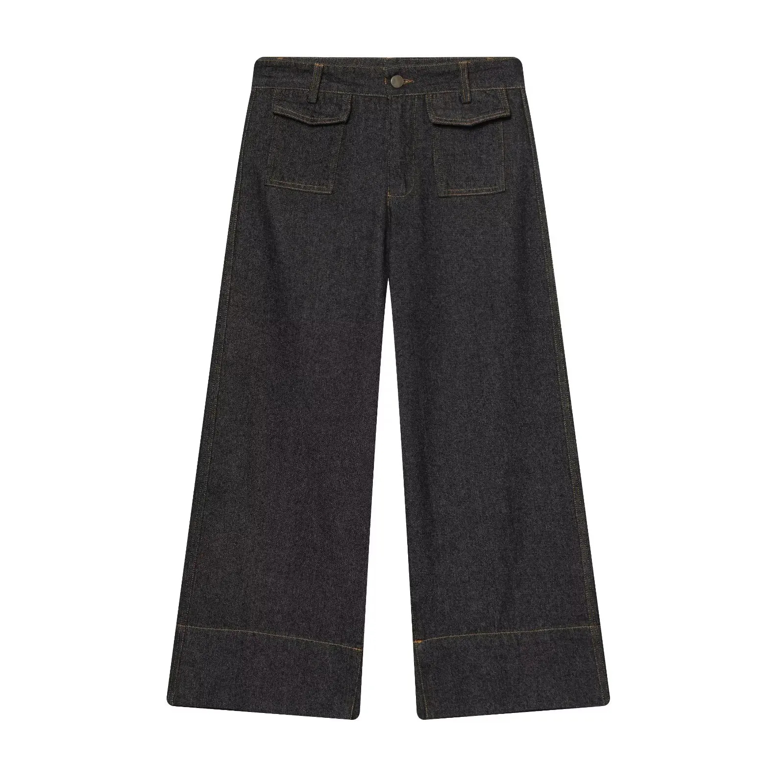 

Женские джинсы с широкими штанинами и карманами, модные, повседневные, в стиле ретро, универсальные, лето 2026, шикарные